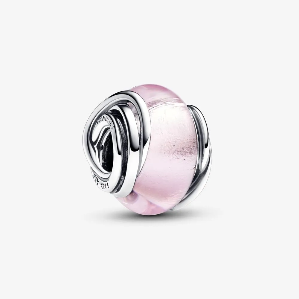 talisman pandora din sticlă de murano roz circulară 793241c00