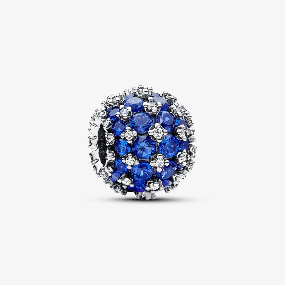 talisman pandora rotund strălucitor cu pavé de culoare albastră 792630c02