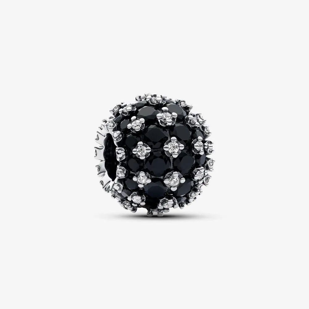 talisman pandora rotund strălucitor cu pavé de culoare neagră 792630c04