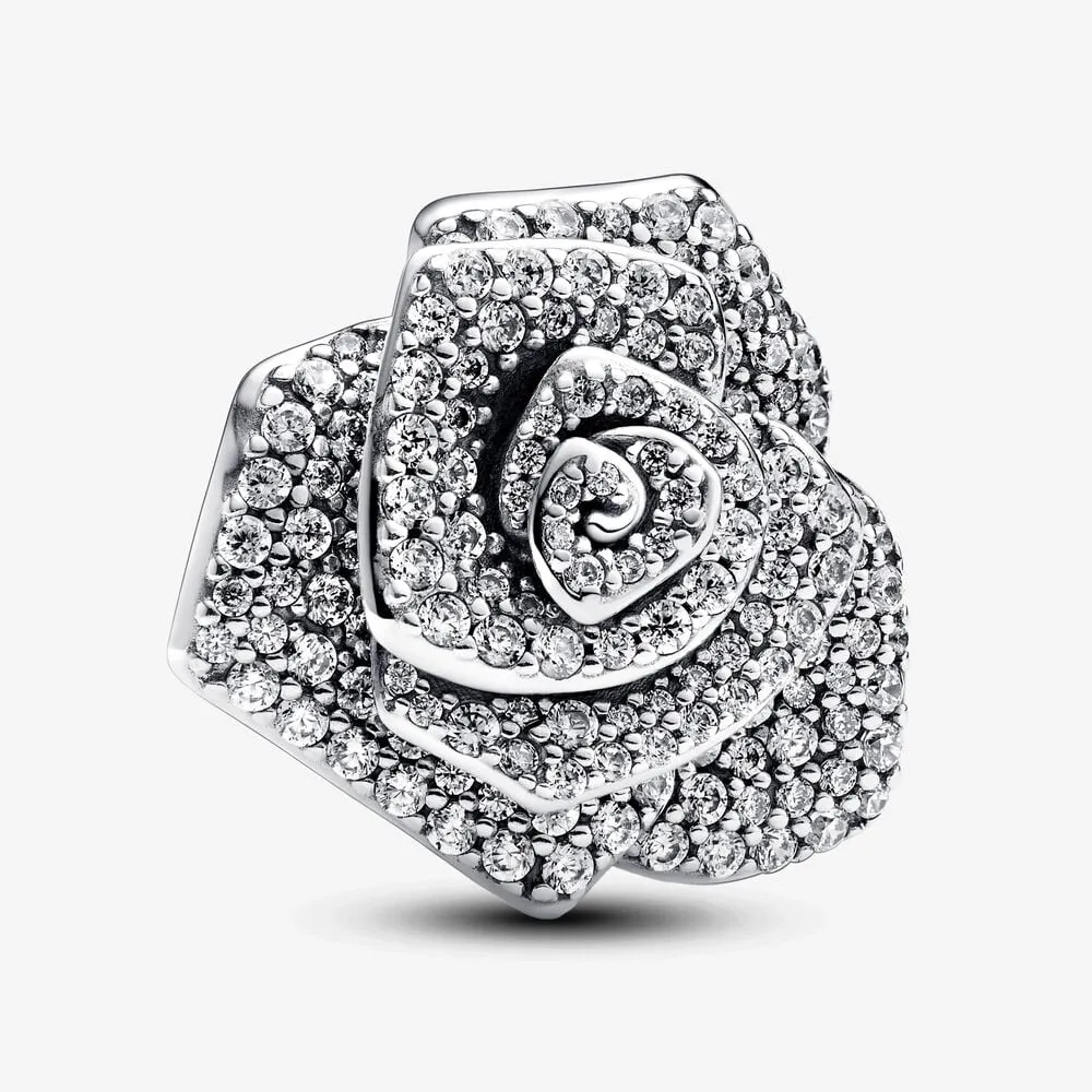 talisman pandora supradimensionat strălucitor cu trandafir înflorit 793245c01