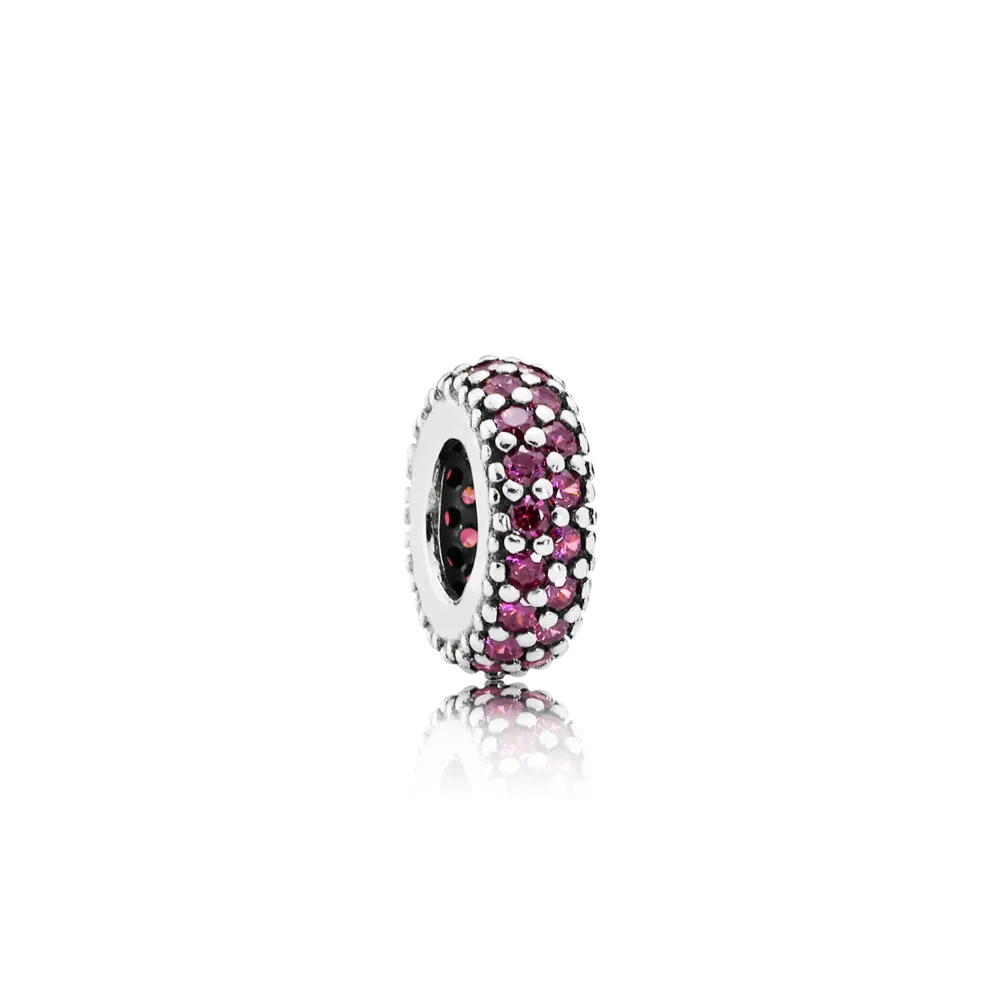 Abstract silver spacer with red cubic zirconia - PANDORA