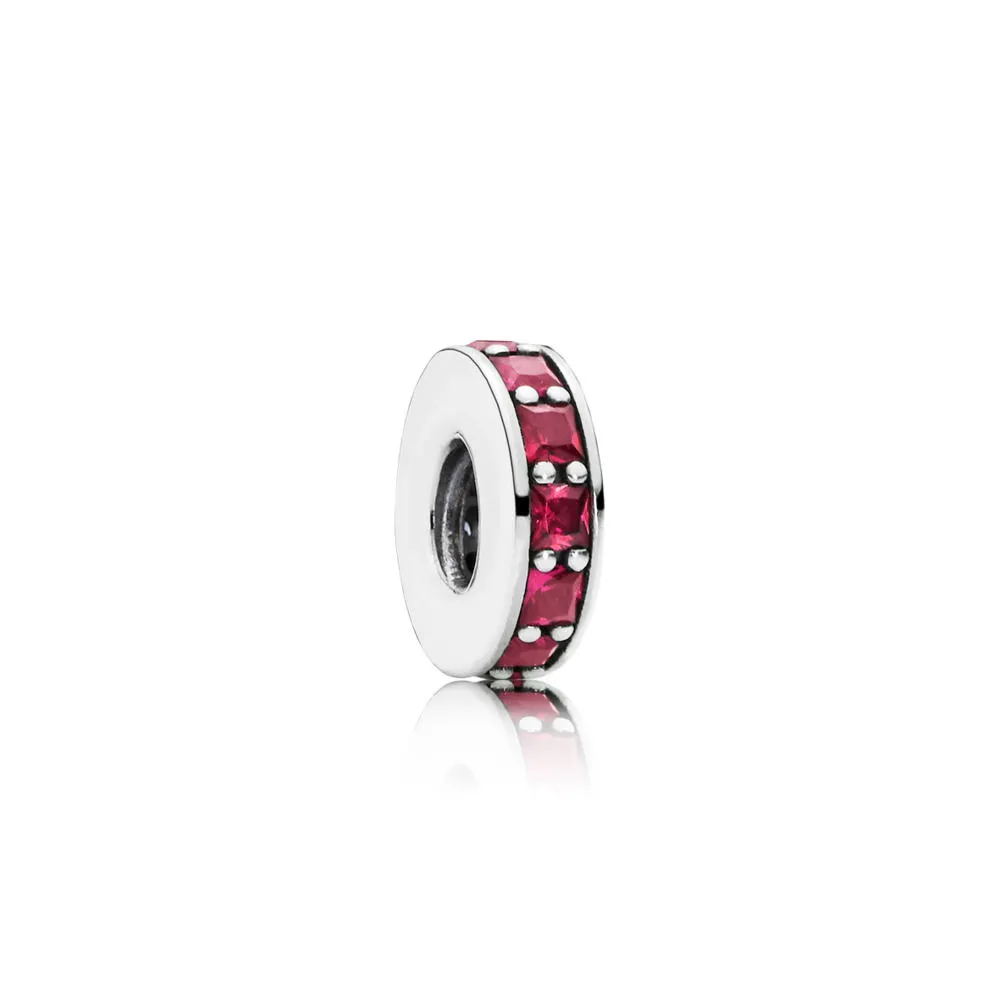Abstract silver spacer with synthetic ruby - 791724SRU - Talisma
