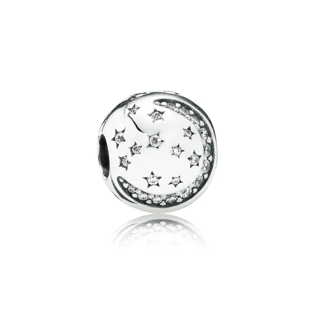 Clips "Luna şi stelele" din argint 925, cu zirconiu cubic - PAND