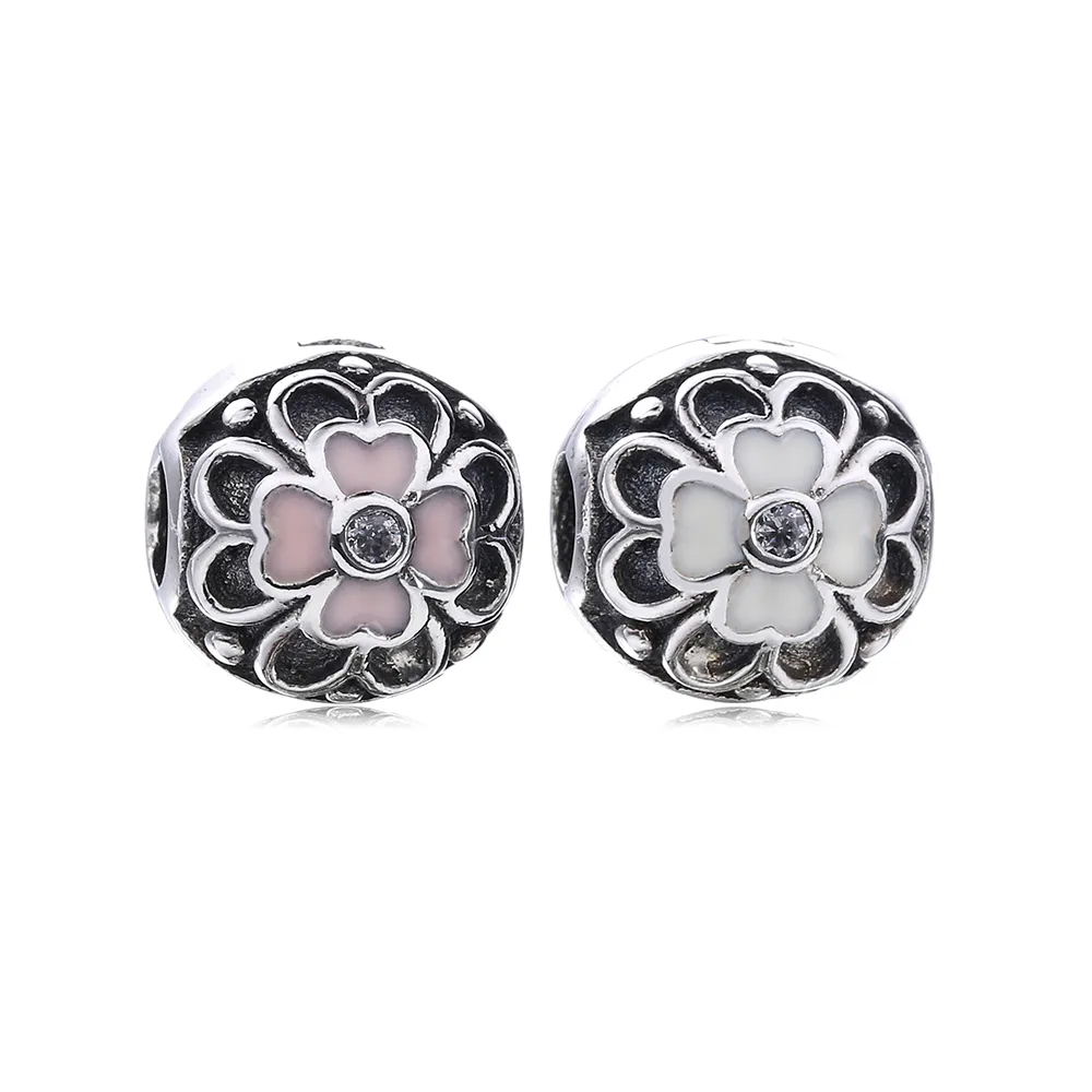 clips pandora flori de prune din argint