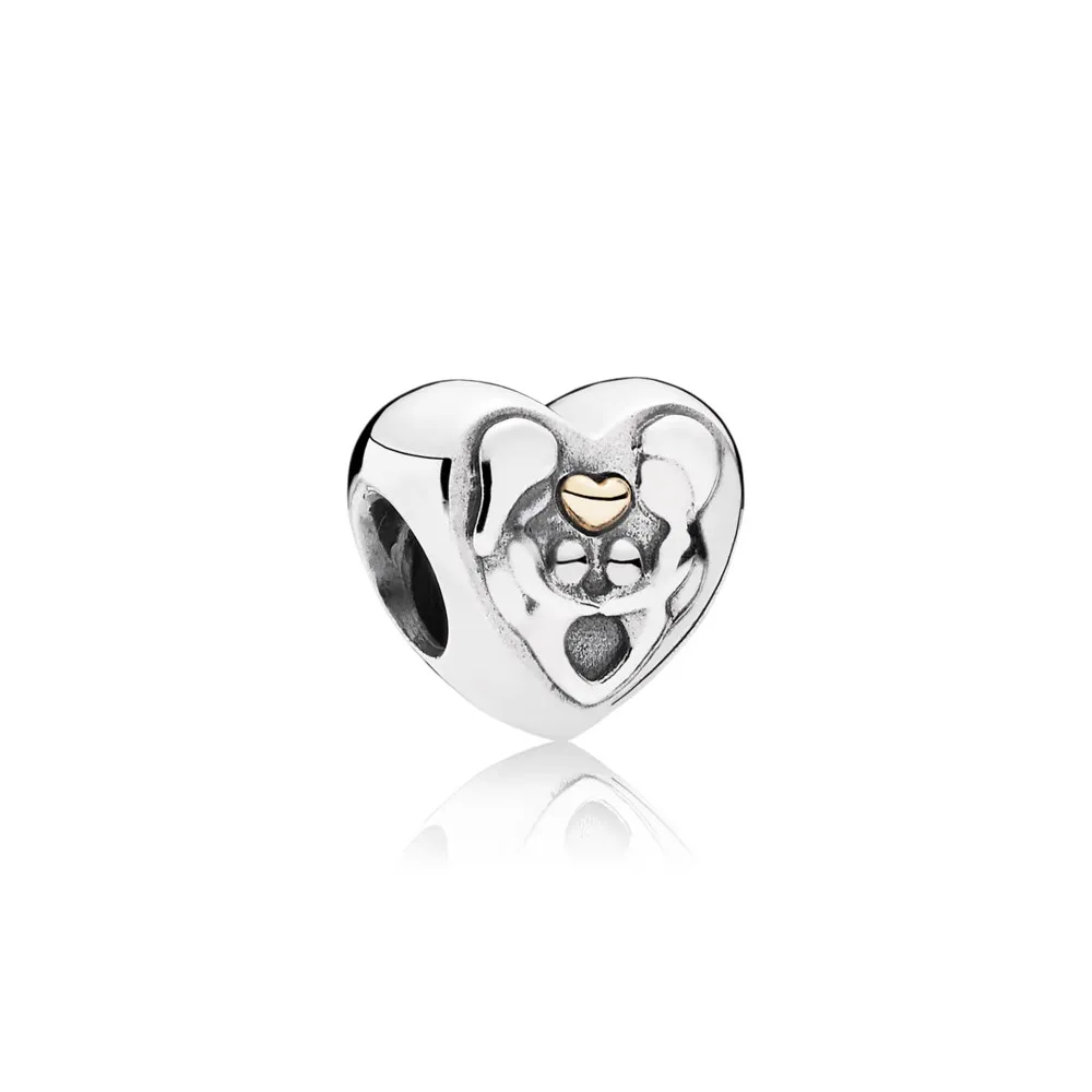 Heart family silver charm with 14k - 791771 - Talismane PANDORA