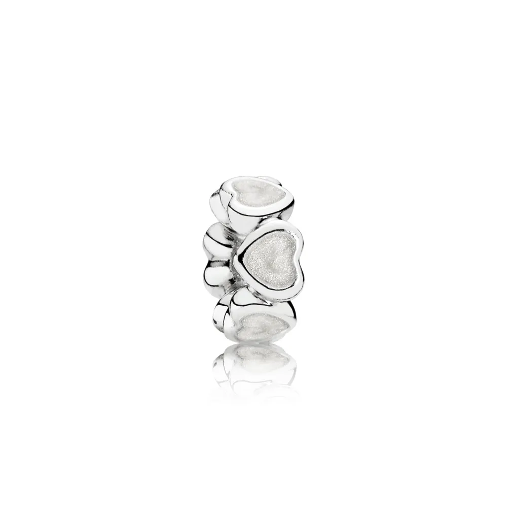 heart silver spacer with silver enamel 791775en23 talismane pandora