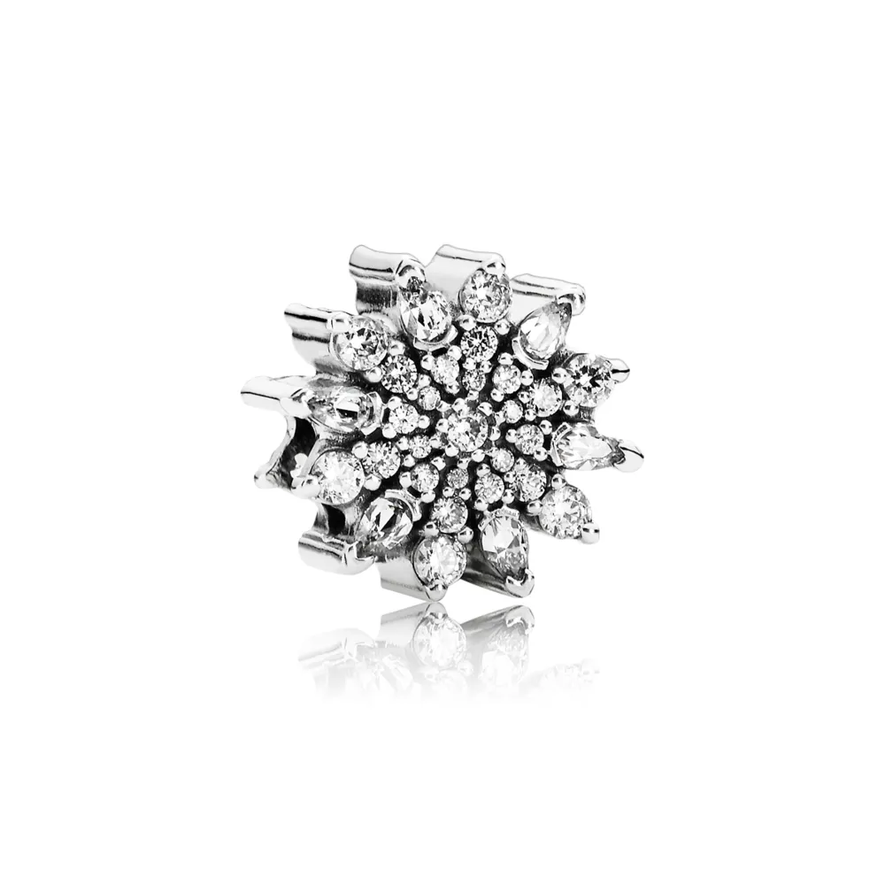 Ice crystal silver charm with clear cubic zirconia - 791764CZ -
