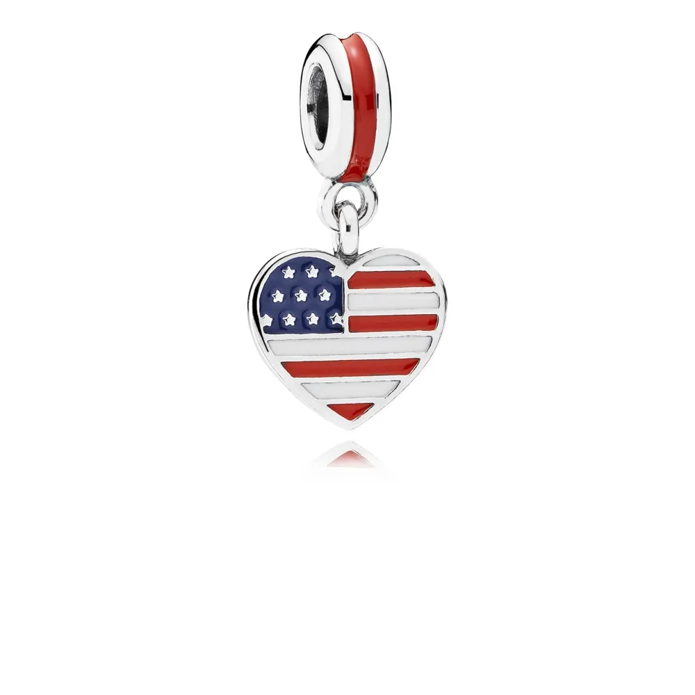 Pandantiv Inimă cu steagul SUA - 791548ENMX - Talismane PANDORA