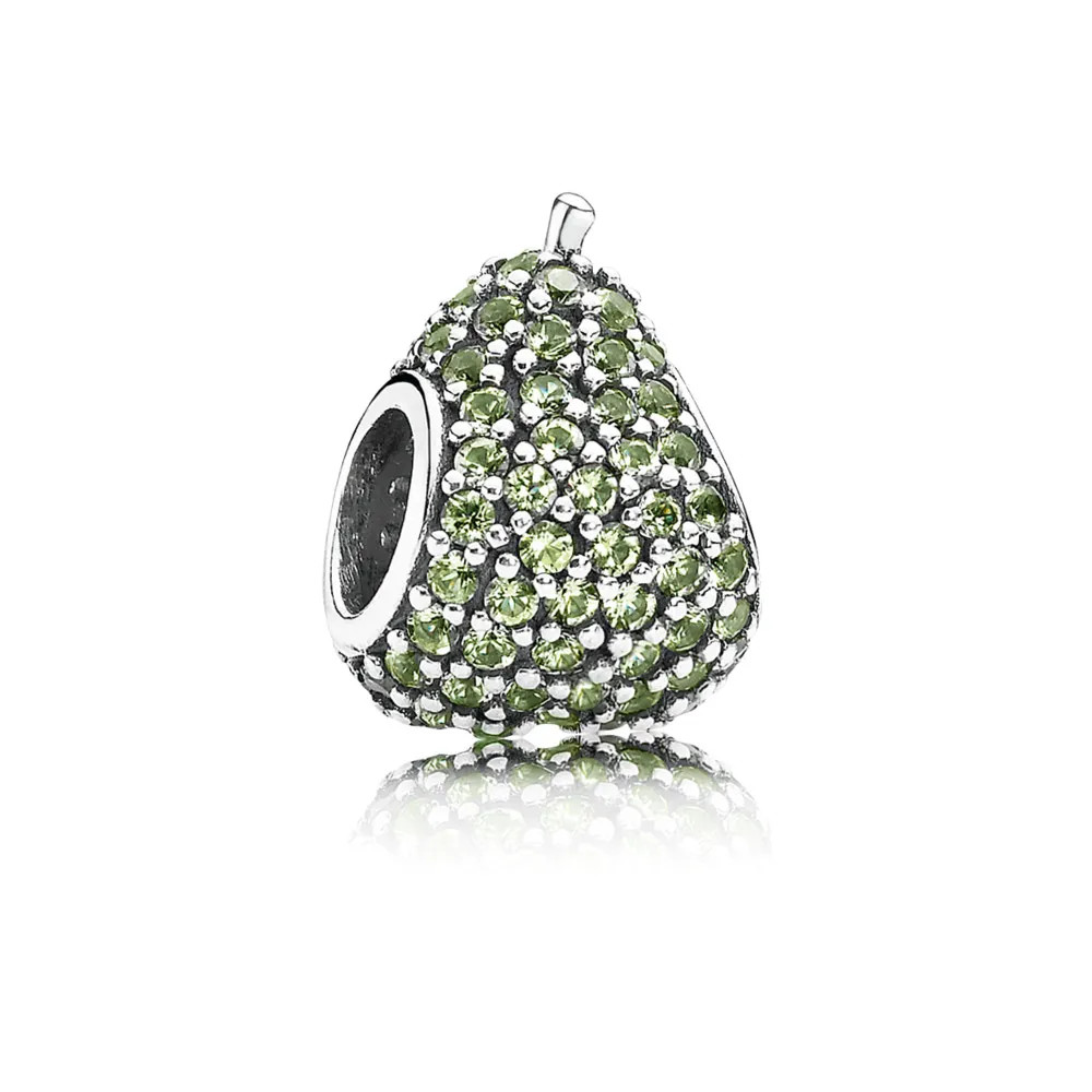 Pear silver charm with light green crystal - 791486NLG - Talisma