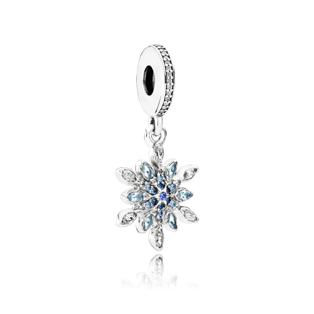 snowflake silver dangle with clear cubic zirconia 791761nblmx