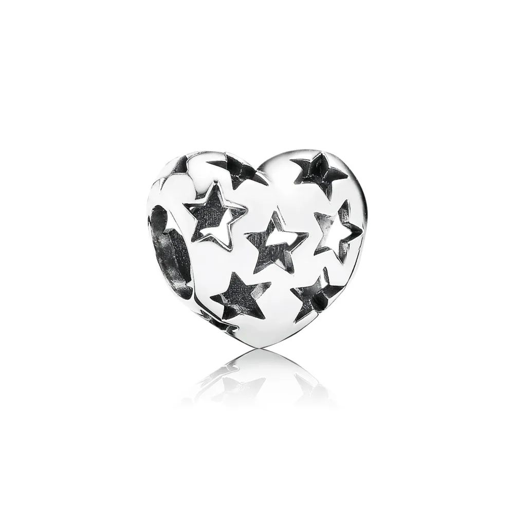 talisman dantelat în formă de inimă cu stele decupate din argint 925 pandora