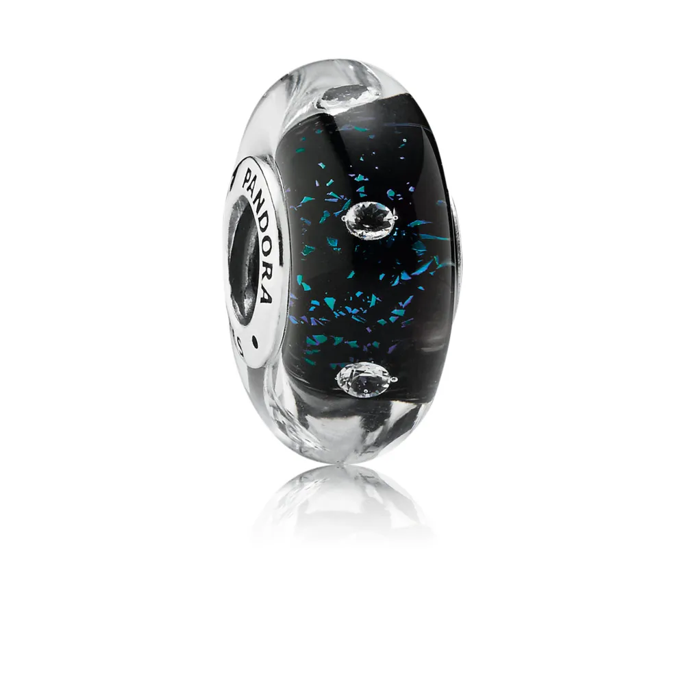 talisman din argint 925 şi sticlă de murano albastru irizant cu zirconiu cubic 791627cz talismane pandora