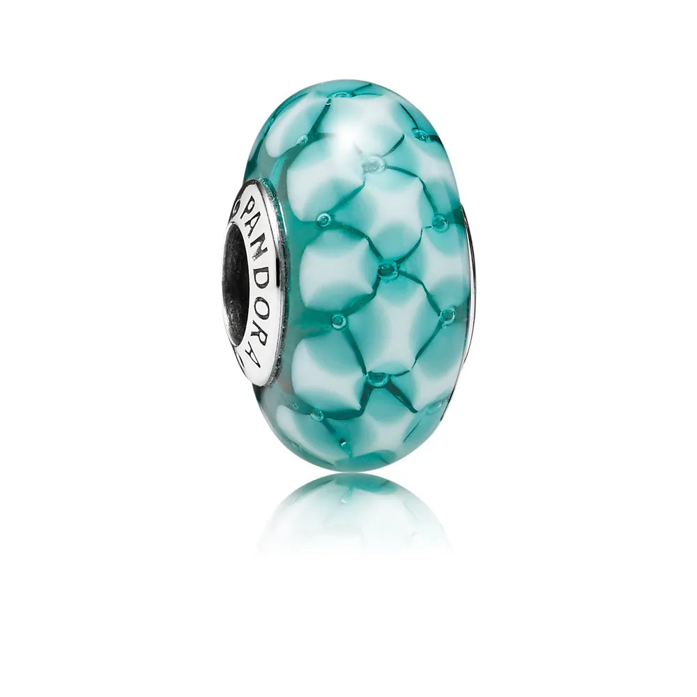 talisman din argint 925 şi sticlă de murano albastru verzuie 791625 talismane pandora