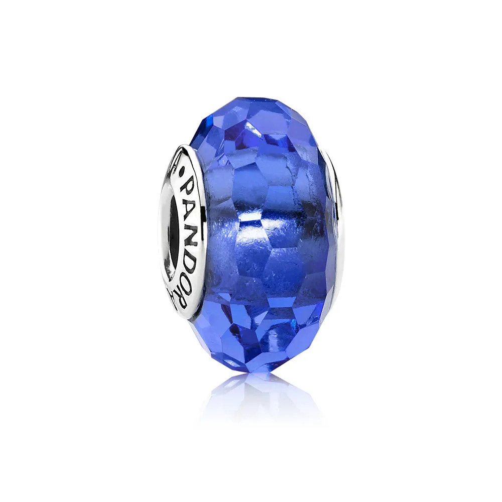 talisman din sticlă de murano faţetată albastră 791067 talismane pandora