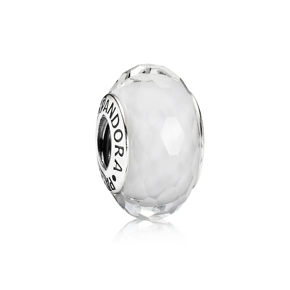 talisman din sticlă de murano faţetată albă 791070 talismane pandora