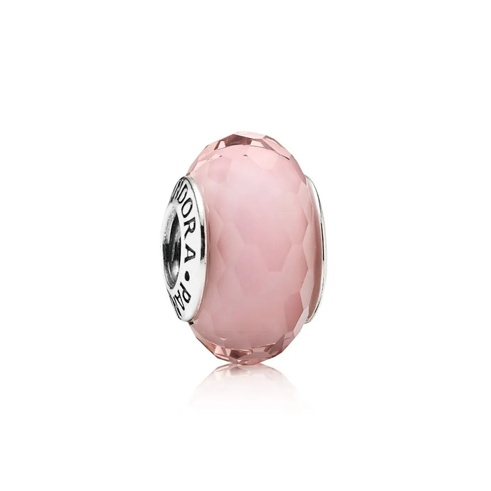 talisman din sticlă de murano faţetată roz 791068 talismane pandora