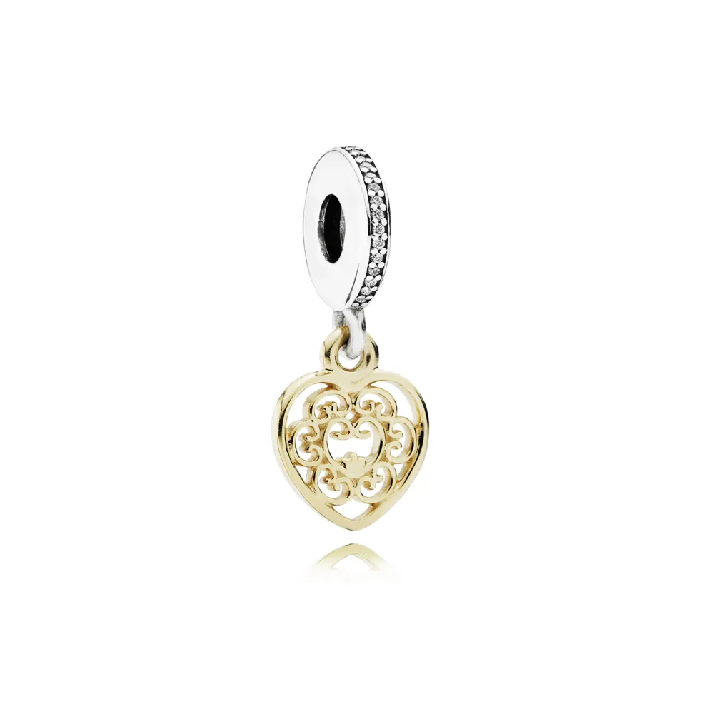 talisman pandantiv pandora inimă magnifică din argint aur 14k