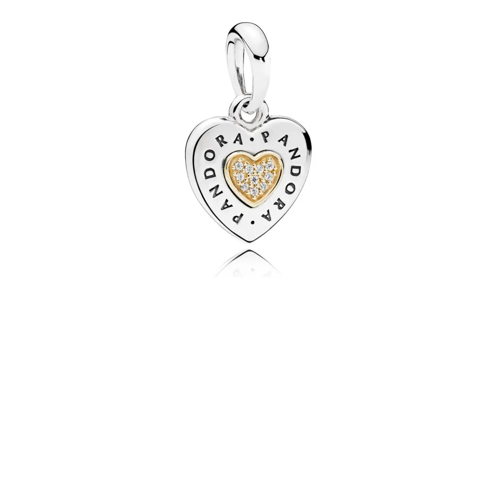 talisman pandantiv pandora semnătură de inimă din argint aur 14k