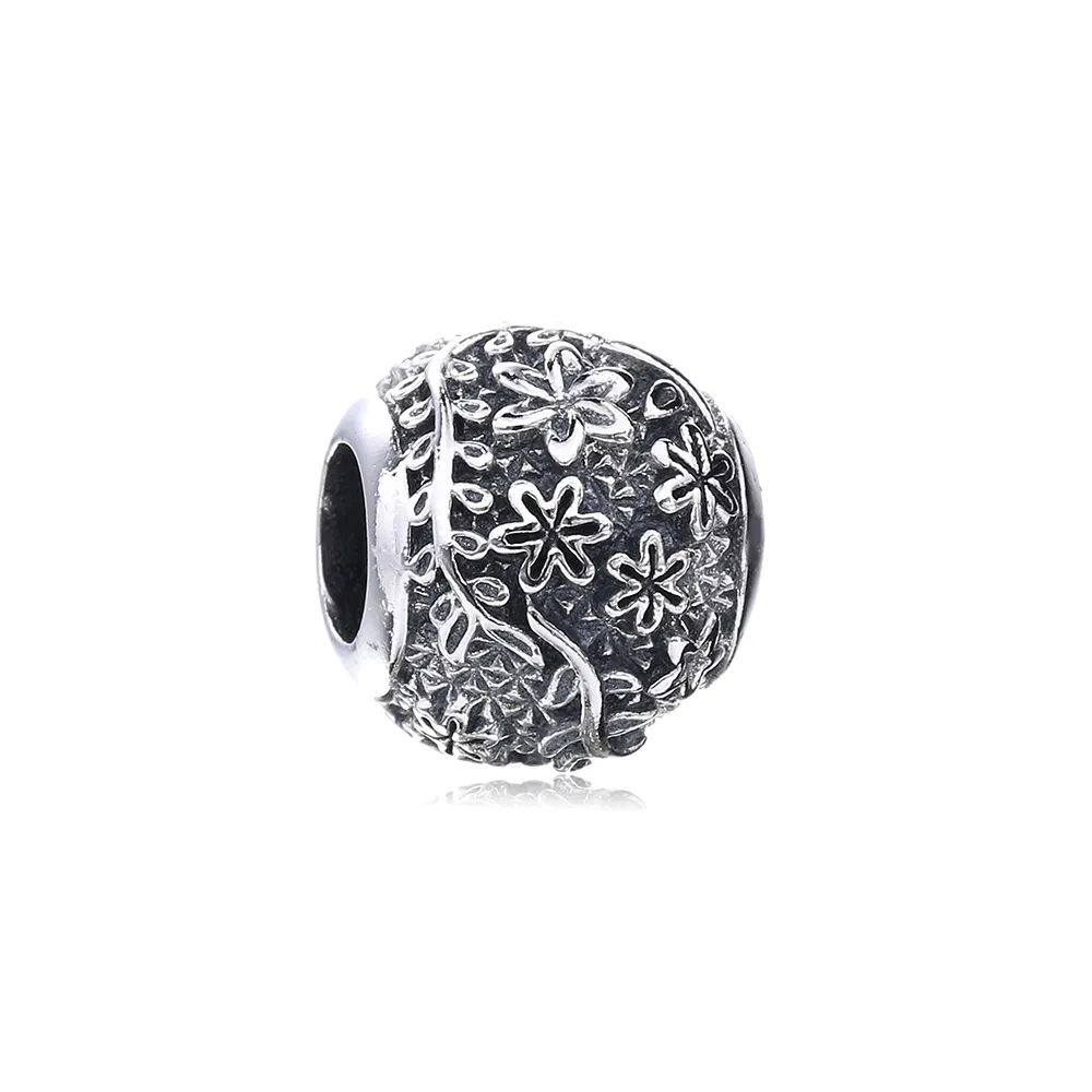 talisman pandora frunze și flori din argint