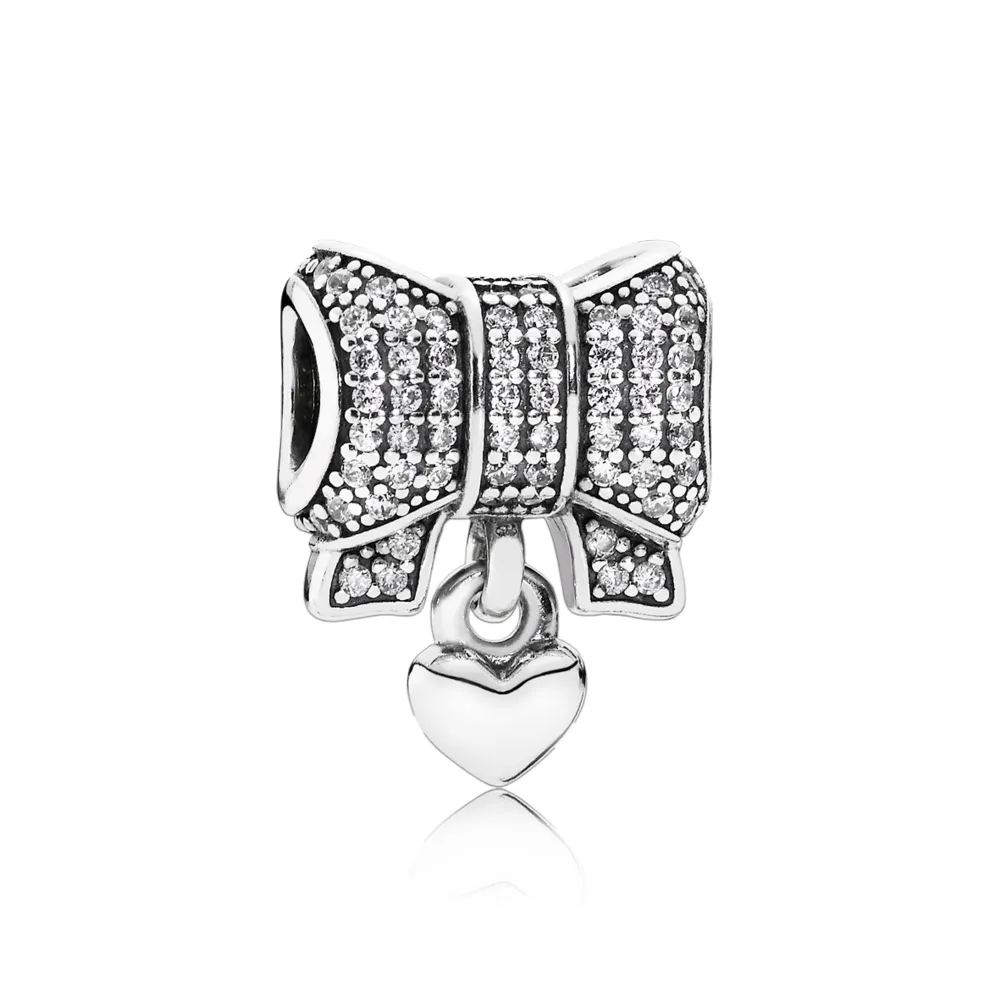 talisman pandora inima & cravată pentru bow din argint
