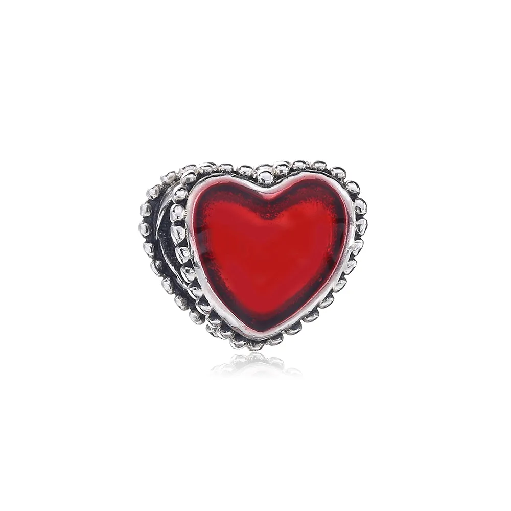 talisman pandora inima rosie din argint