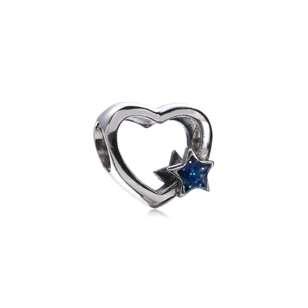 talisman pandora inima stea din argint