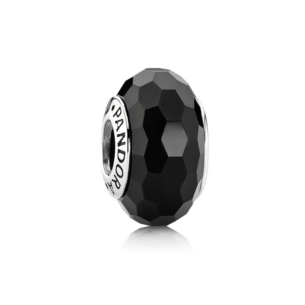 talisman pandora negru fațete din argint