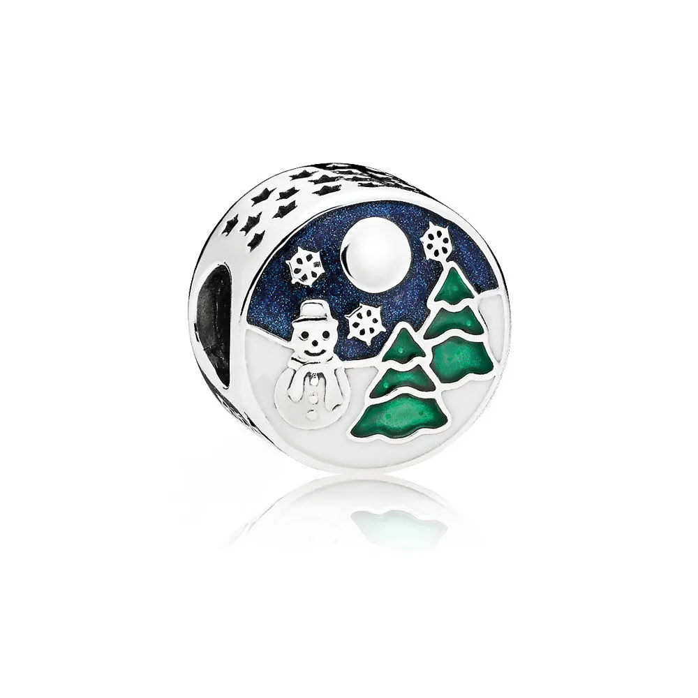 talisman pandora om de zăpadă și copaci din argint