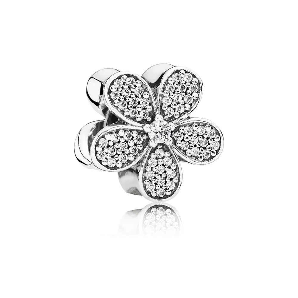 Talisman PANDORA, Orbitor Daisy floare Diamante din argint