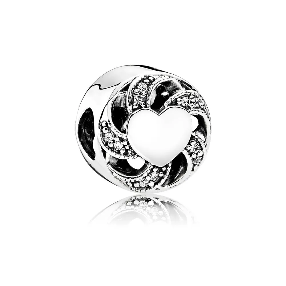 talisman pandora panglică inima din argint