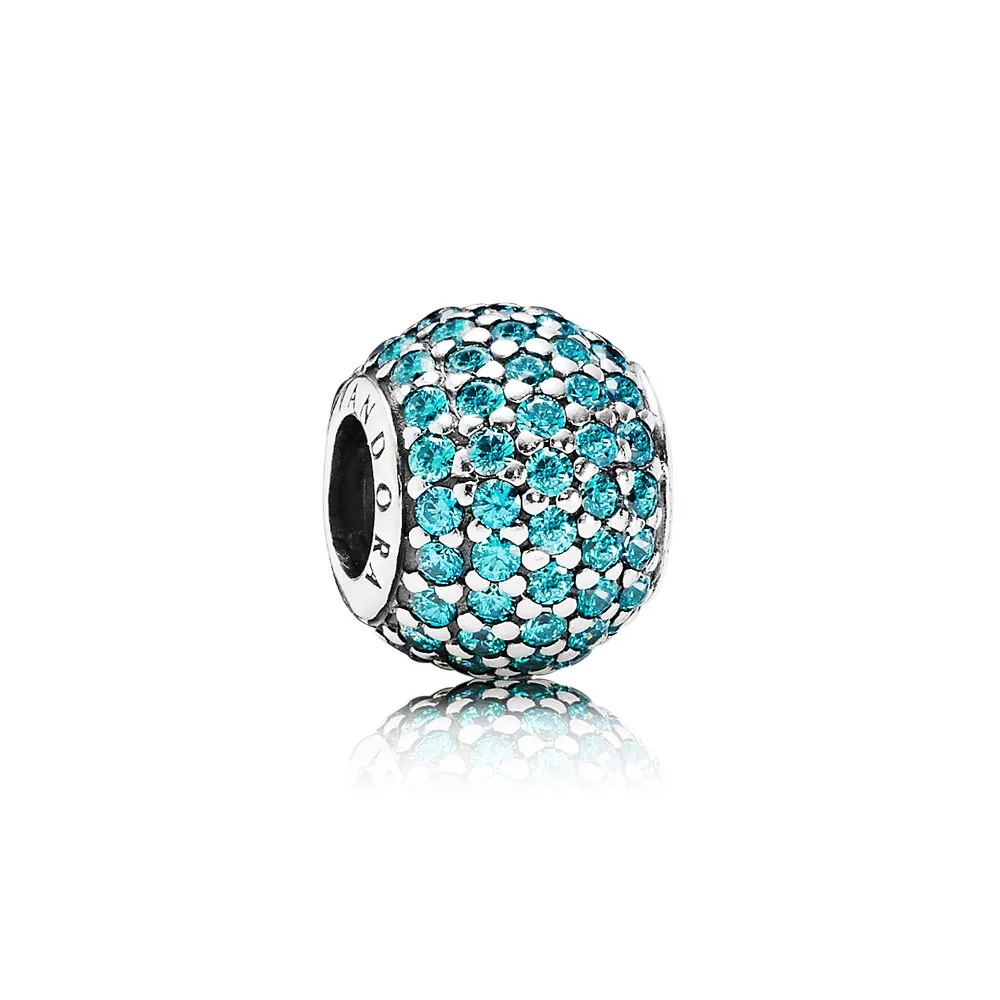 talisman pandora teal pavé mingea din argint