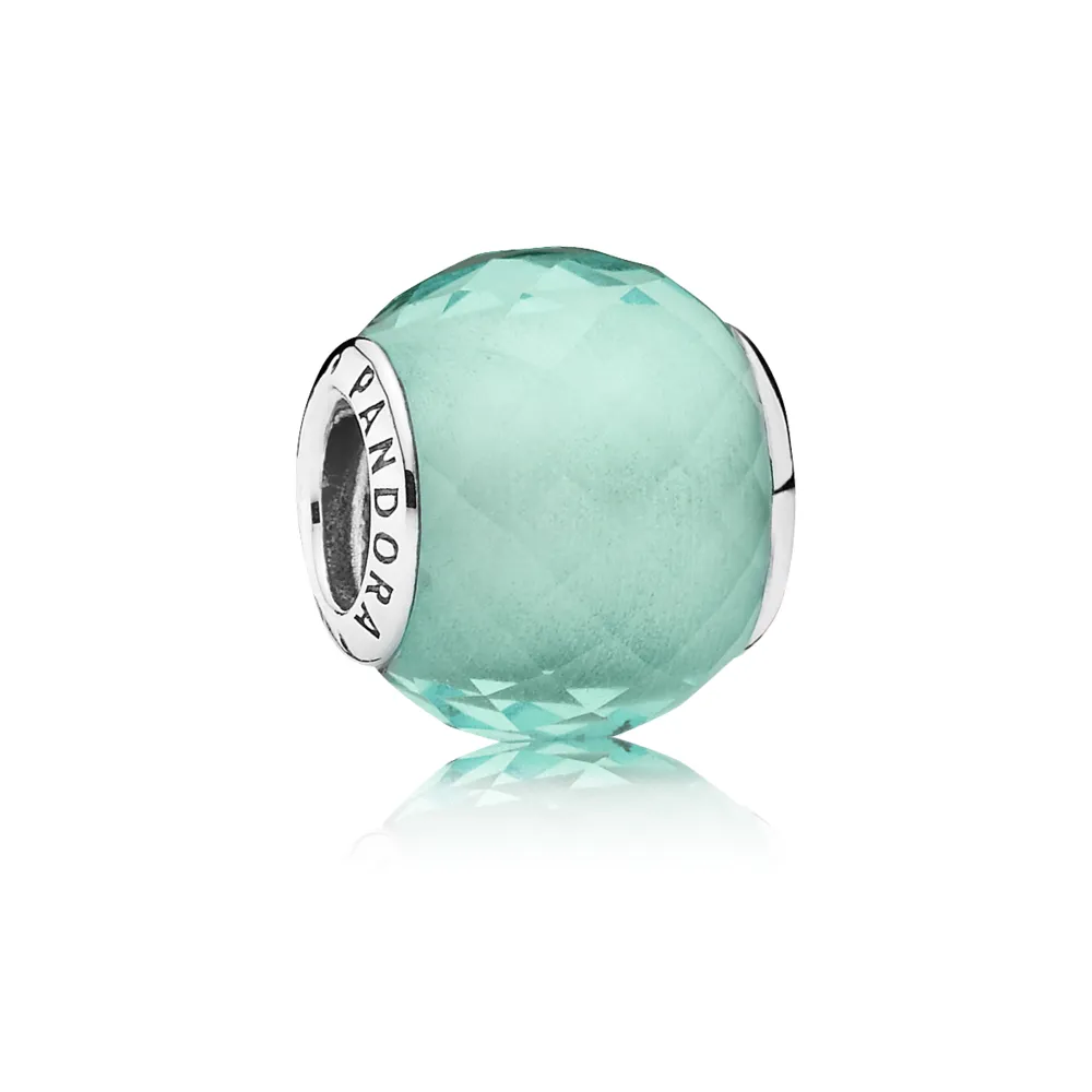talisman pandora verde cu fațete petite din argint