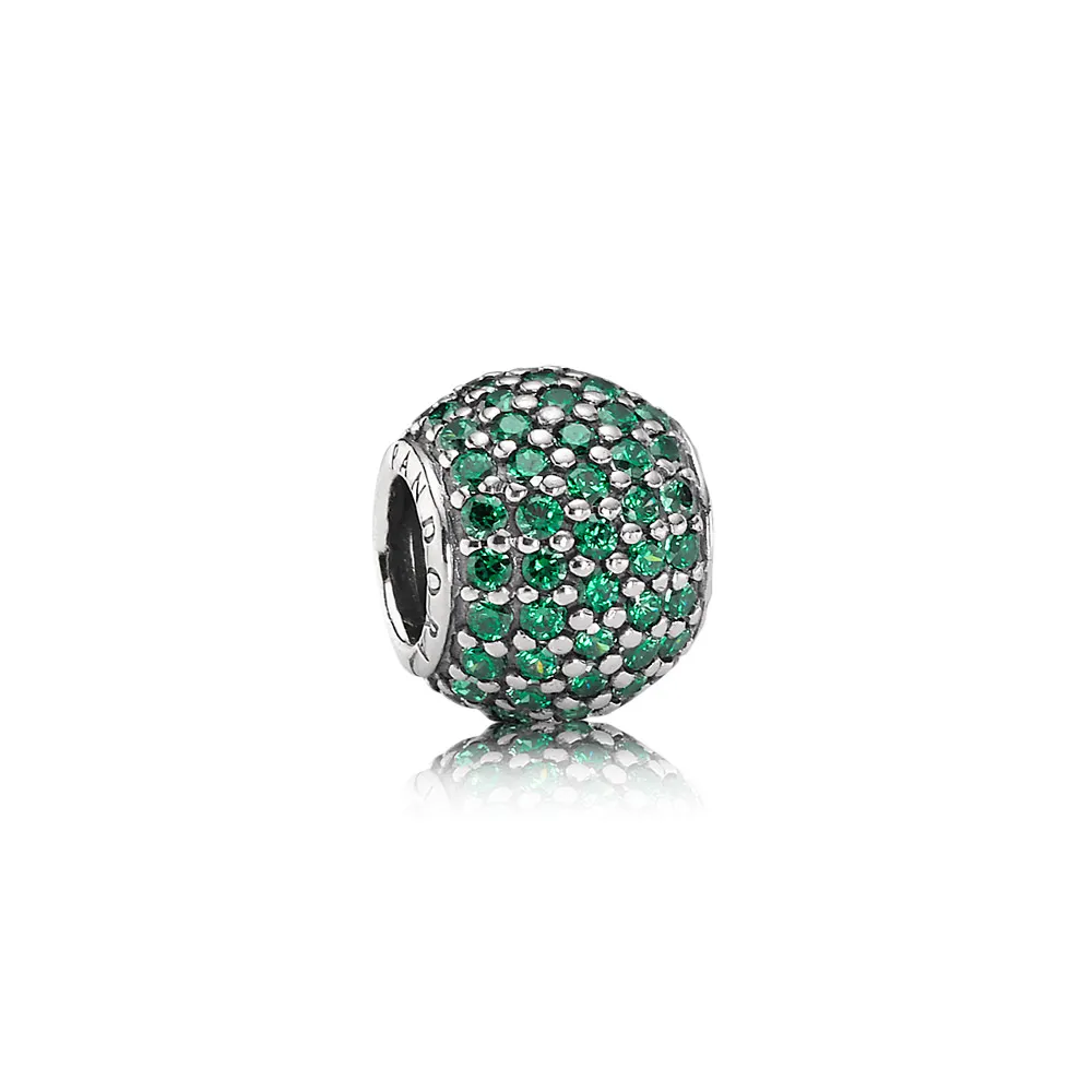 talisman pandora verde mingea pavé din argint
