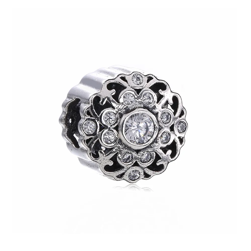talisman pandora vintage floare din argint