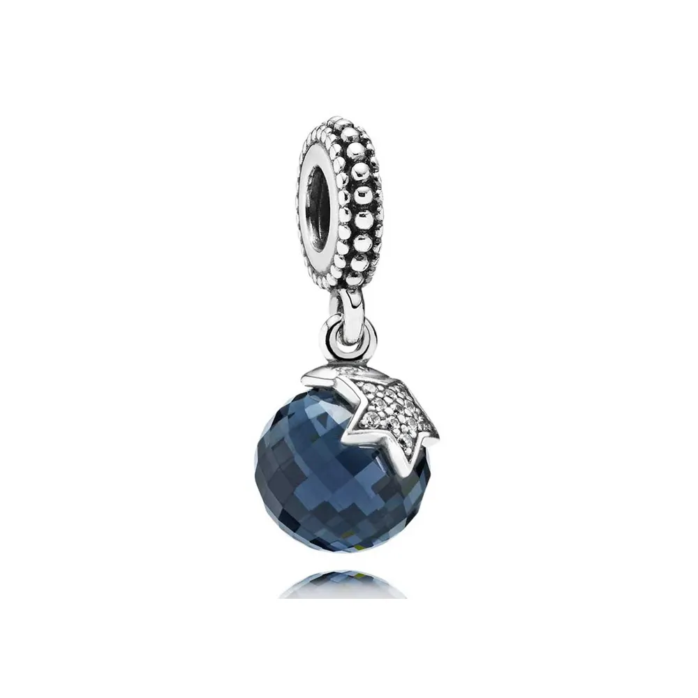 talisman pandantiv multifaţetat din argint 925 cu zirconiu cubic şi cristal albastru nocturn pandora
