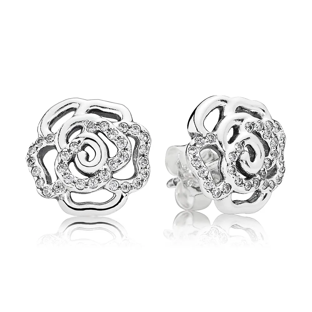 cercei cu trandafiri din argint 925 cu zirconiu cubic 290575cz cercei pandora