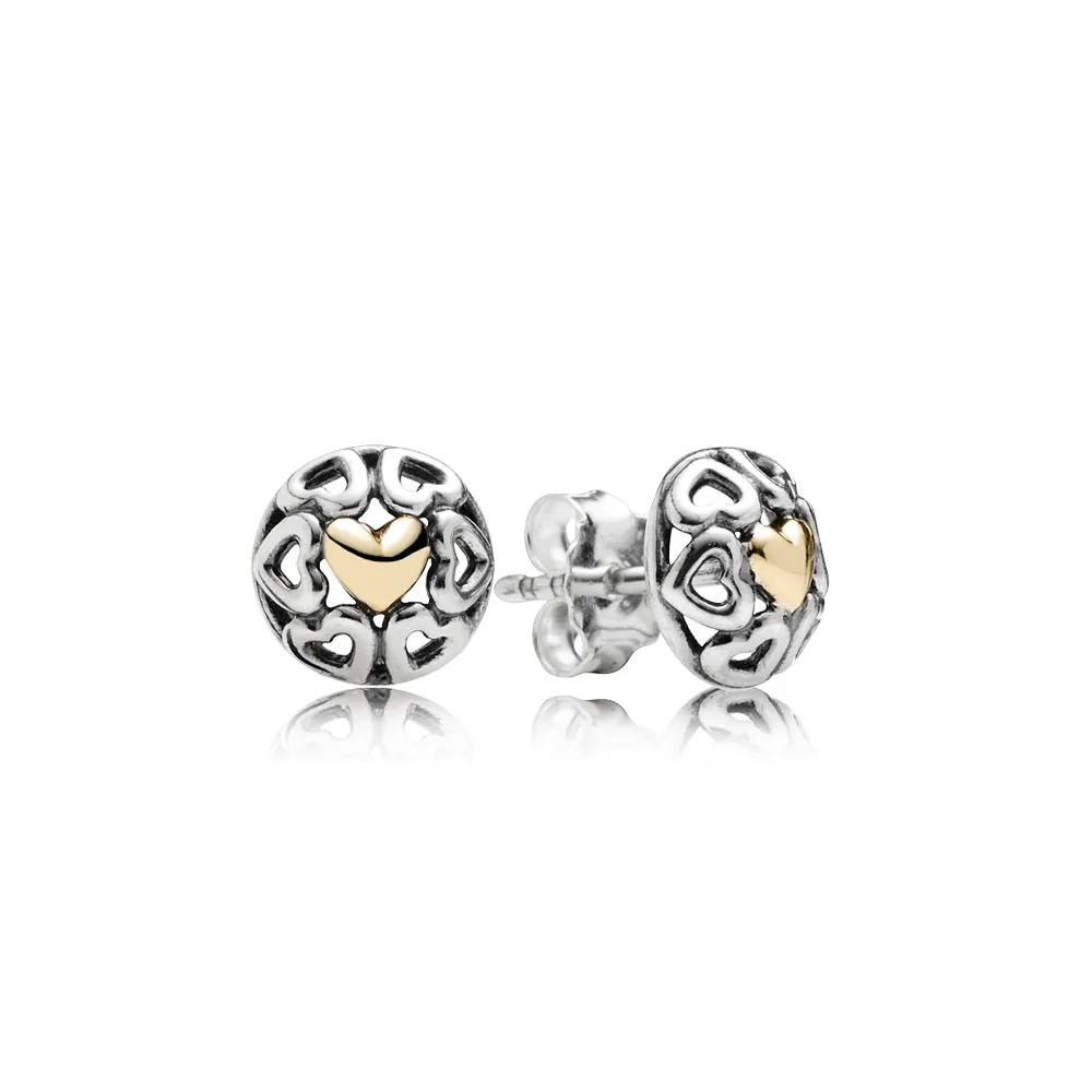 cercei din argint 925 şi aur de 14k 290557 cercei pandora