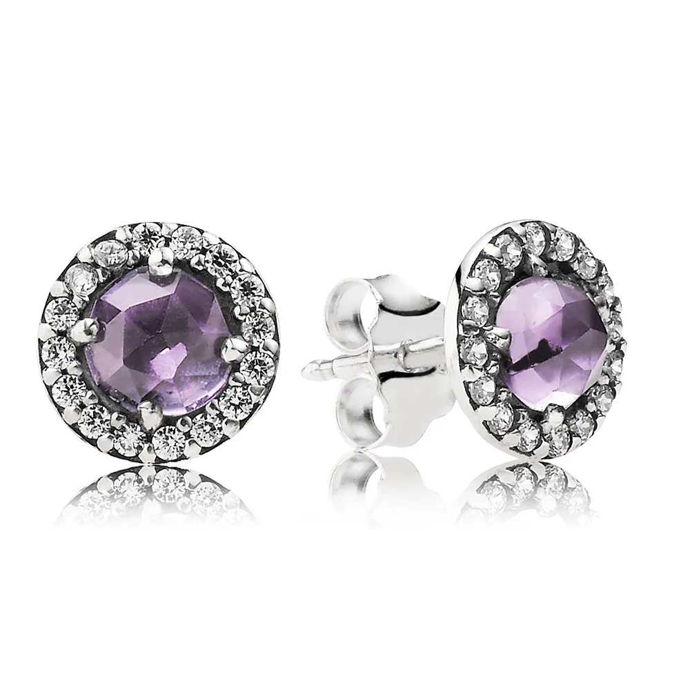 cercei pavé din argint 925 cu ametist şi zirconiu cubic 290548am cercei pandora
