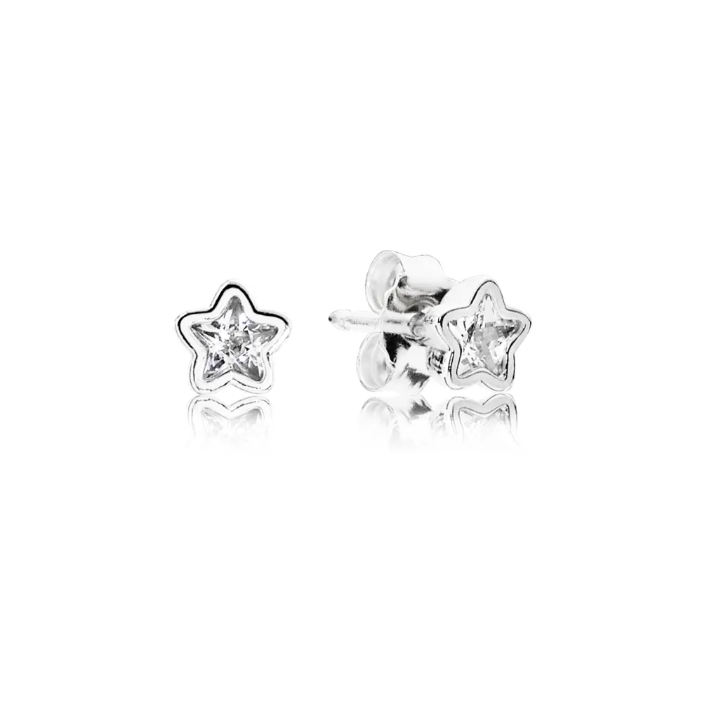 star silver stud earrings with clear cubic zirconia 290597cz cercei pandora