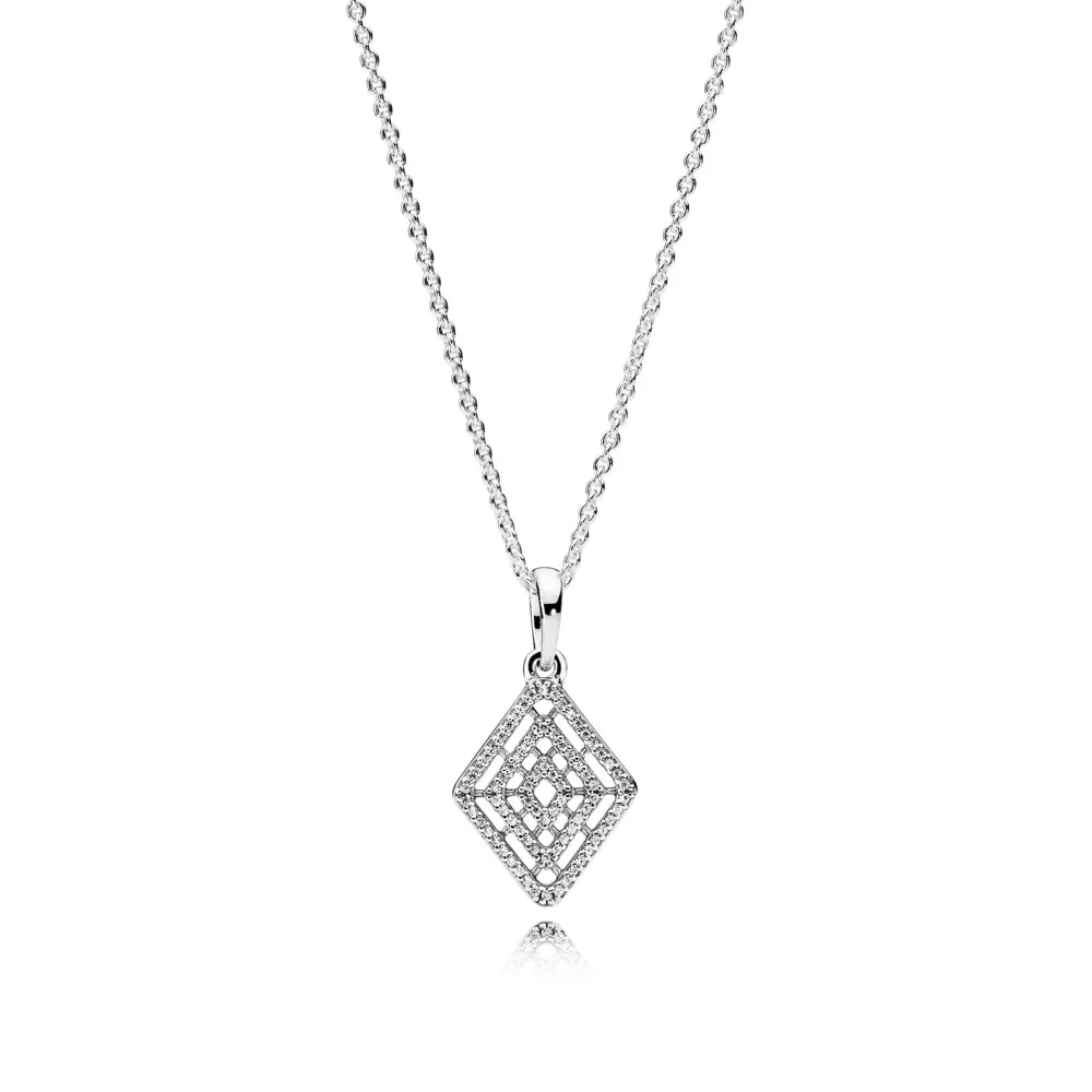 colier pandora linii geometrice din argint