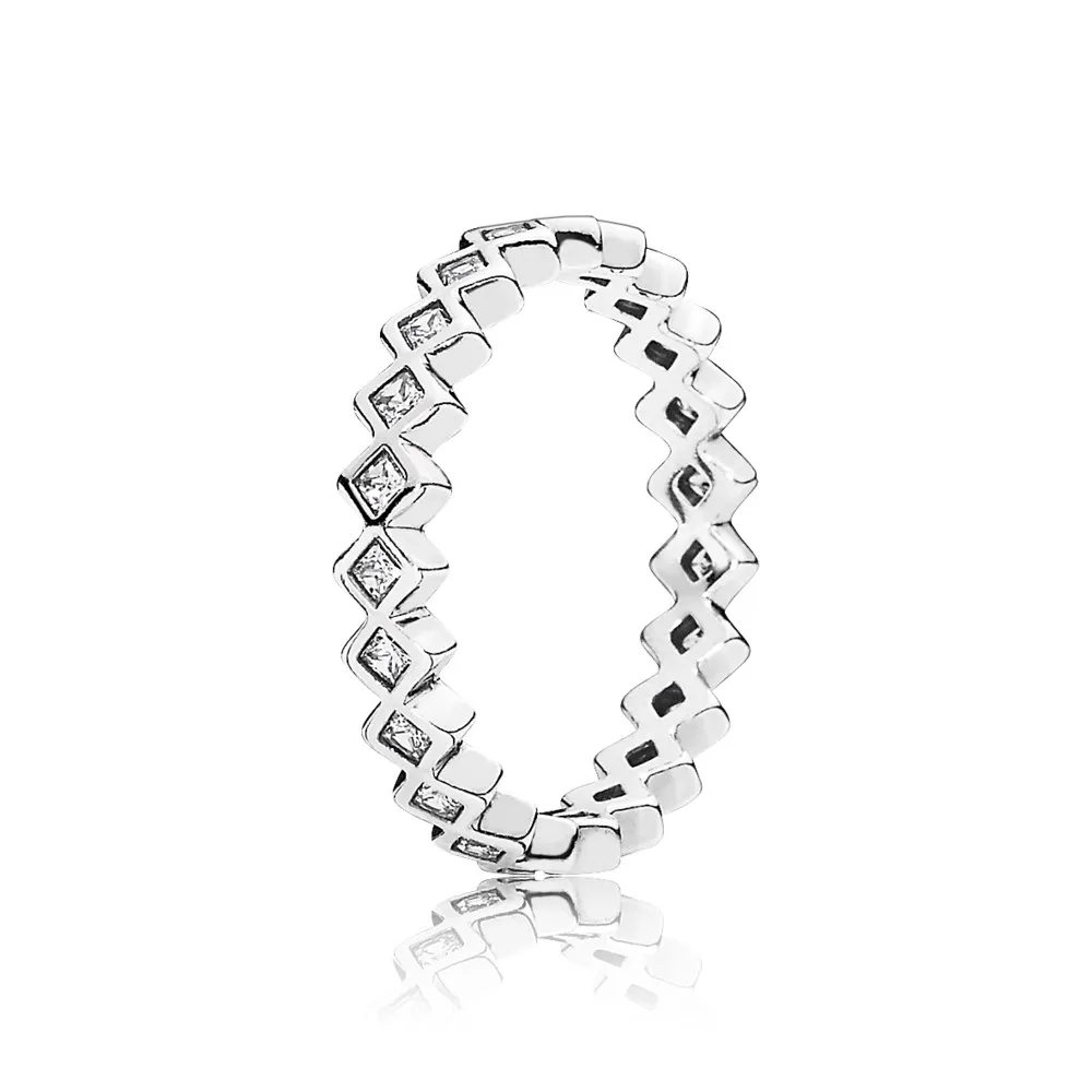 inel cu forme pătrate din argint 925 şi zirconiu cubic 190944cz inele pandora