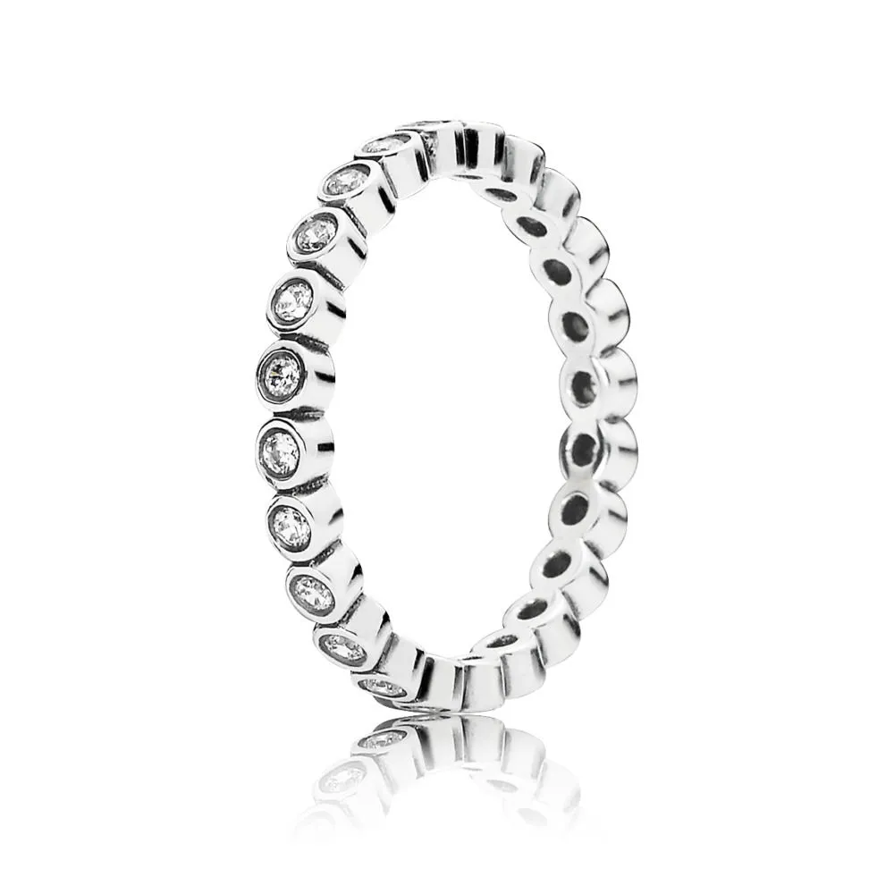 Inel cu forme rotunde mici, din argint 925 şi zirconiu cubic - 1