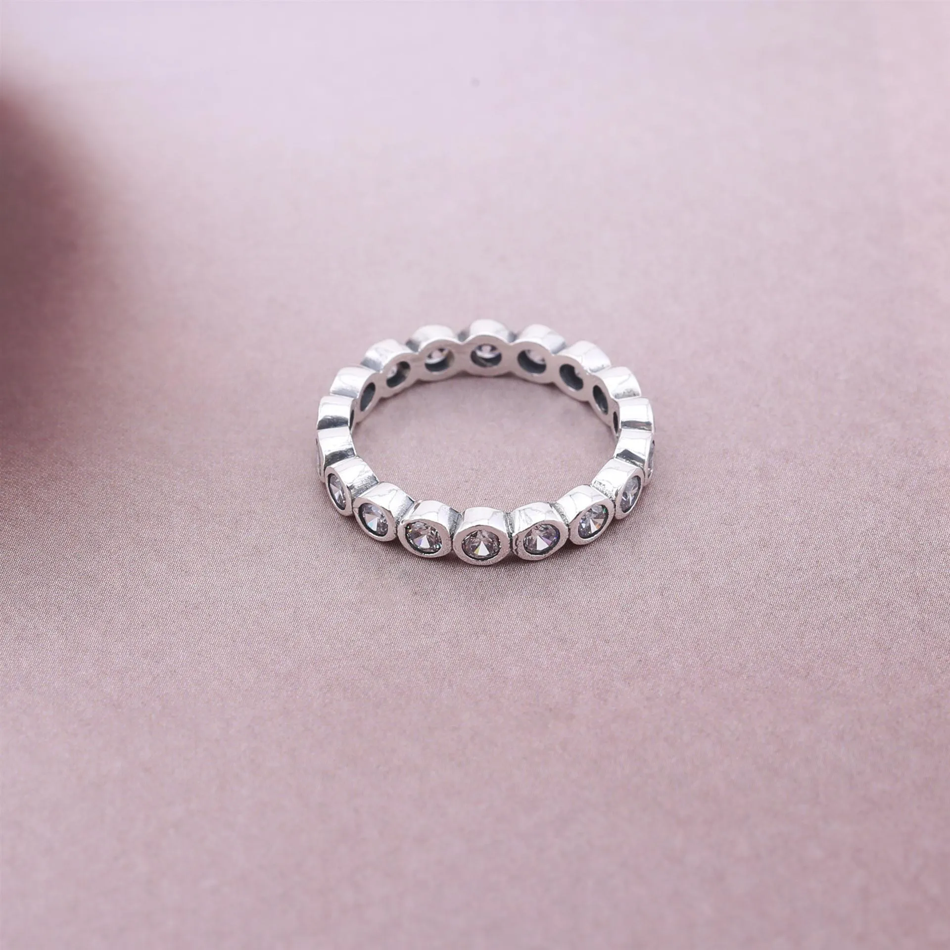 Inel cu forme rotunde mici, din argint 925 şi zirconiu cubic - 1
