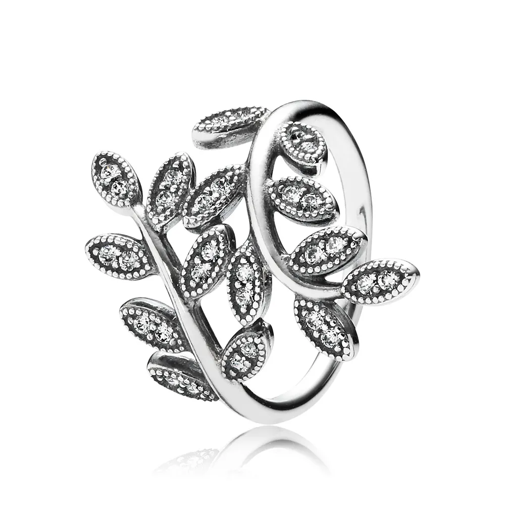 inel cu frunze din argint şi zirconiu cubic 190921cz inele pandora