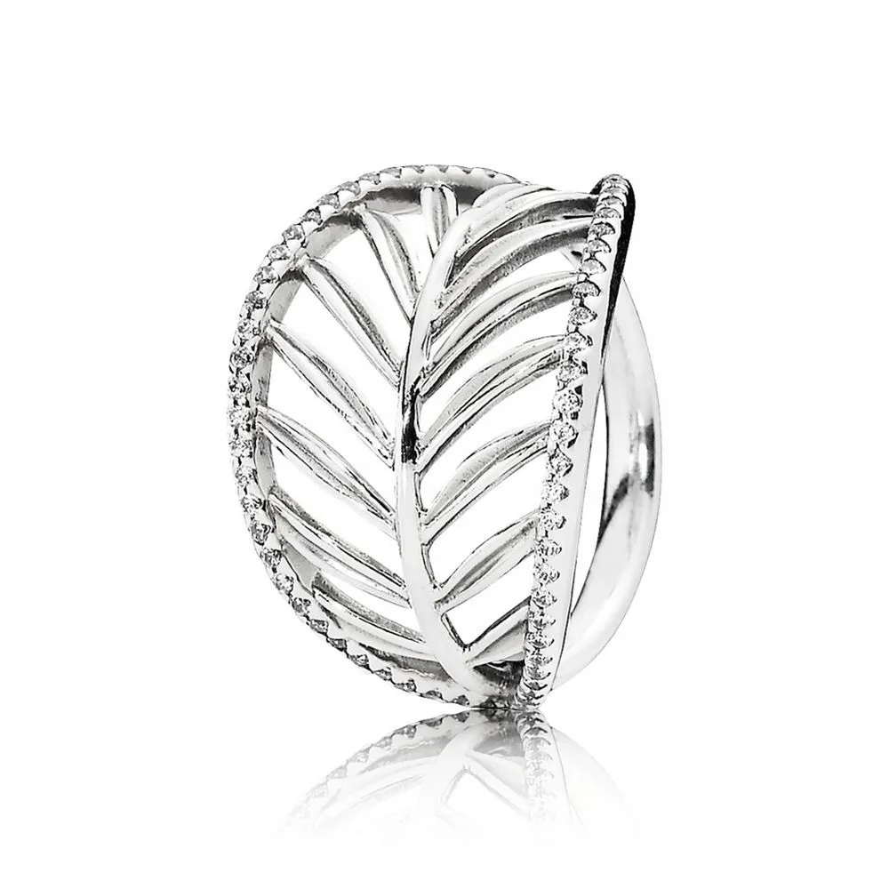 inel cu frunză de palmier din argint 925 cu zirconiu cubic 190952cz inele pandora
