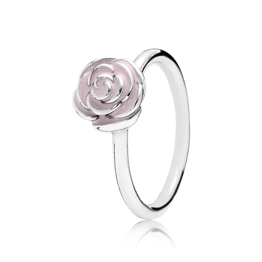 inel cu trandafir din argint 925 şi email roz 190905en40 inele pandora