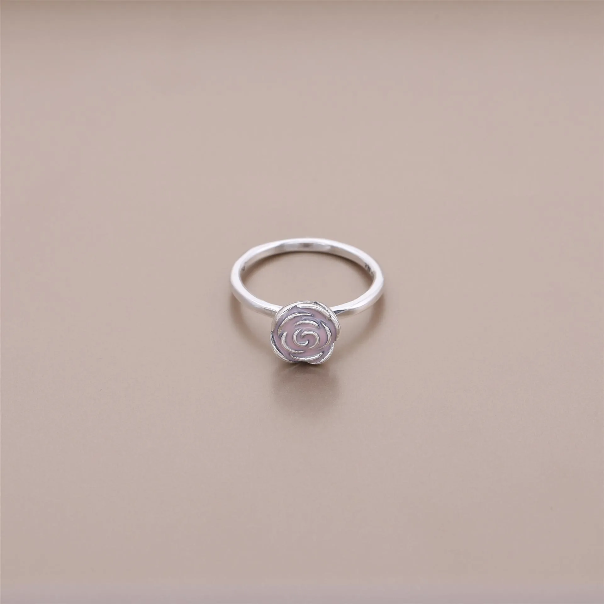 Inel cu trandafir, din argint 925 şi email roz - 190905EN40 - In
