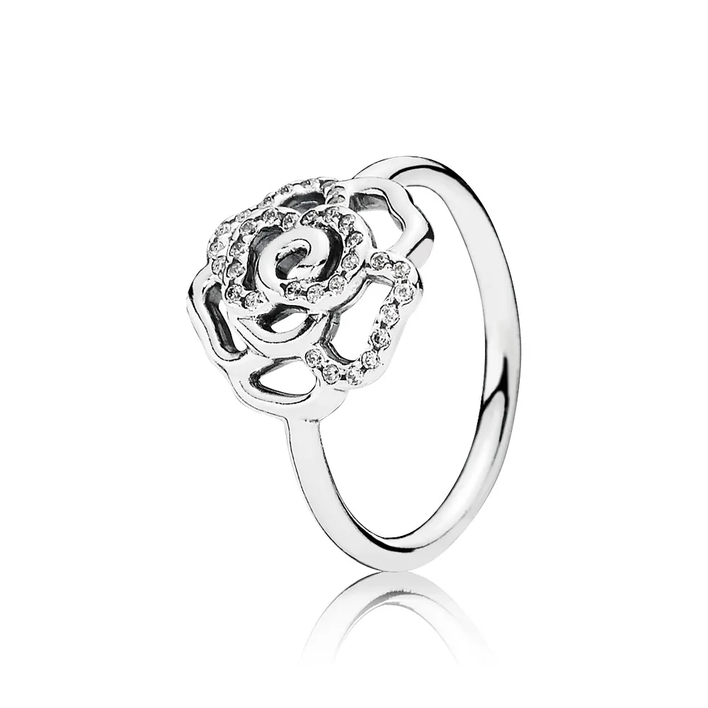 inel cu trandafir din argint 925 şi zirconiu cubic 190949cz inele pandora