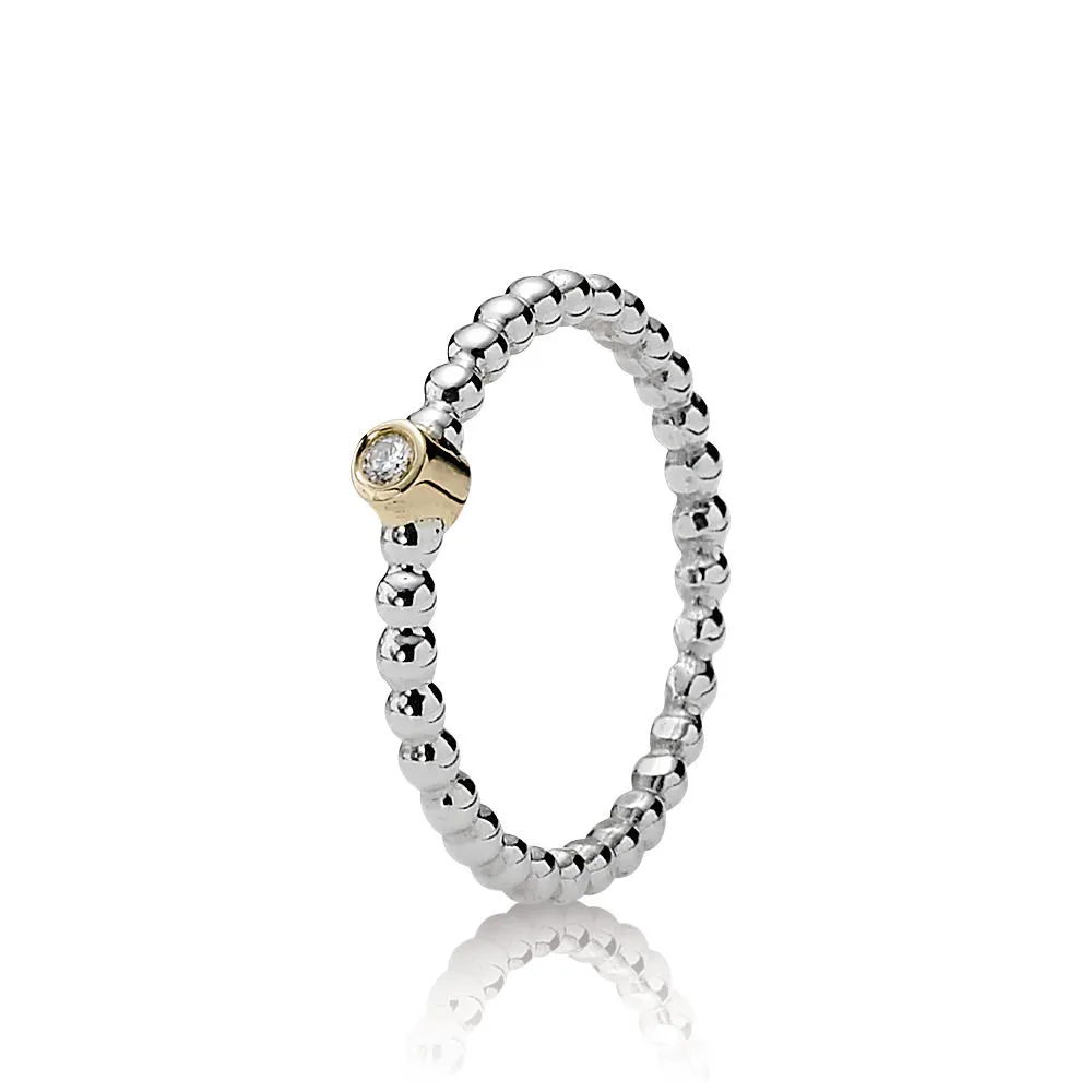 inel din argint cu aur de 14k diamant 0.03 ct tw h/vs 190214d inele pandora