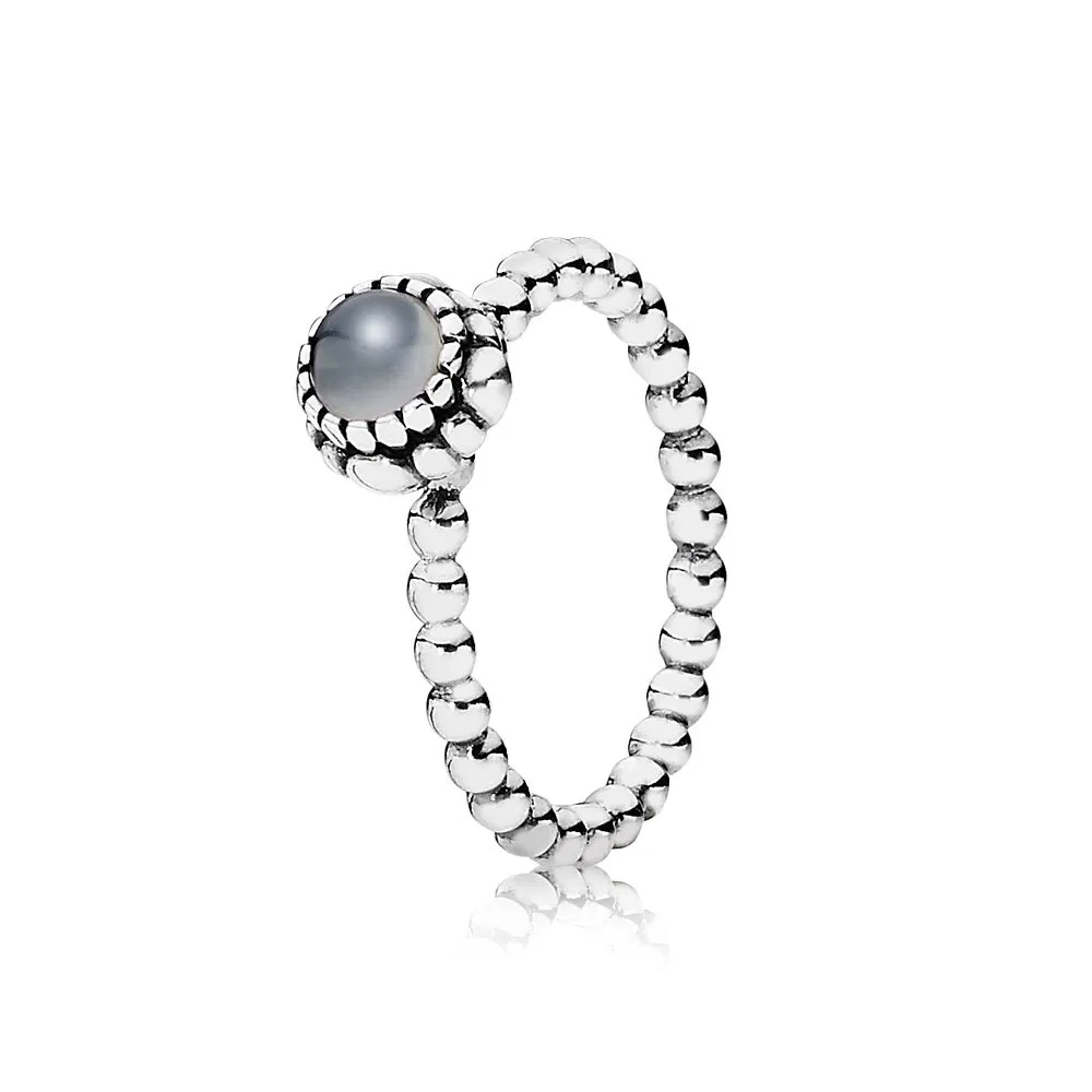 silver ring birthstone june grey moonstone 190854msg inele pandora